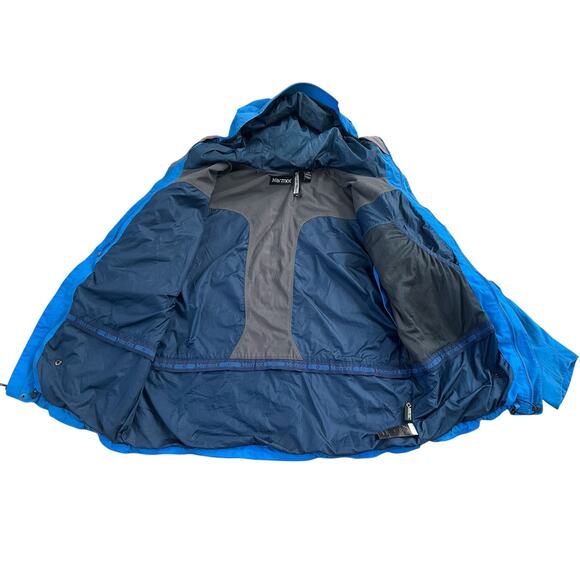 Marmot GoreTex Blue Black Full Zip Hooded Jacket Mens Large - Picture 3 of 10